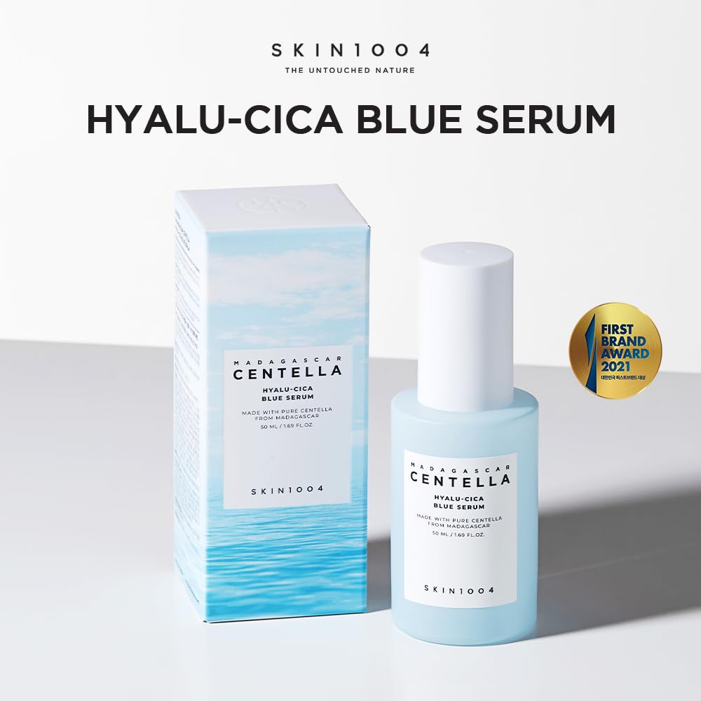 SKIN1004 Hyalu-CICA Blue Serum 1.69 fl.oz, 50ml, 5 Layer Hyaluronic Acid Cica Niacinamide, Hydrating and Refreshing Multi-Care Solutions